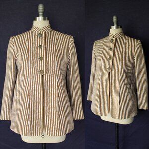 SOLD Geoffrey beene vintage couture blazer dress jacket stripe piquet mandarine